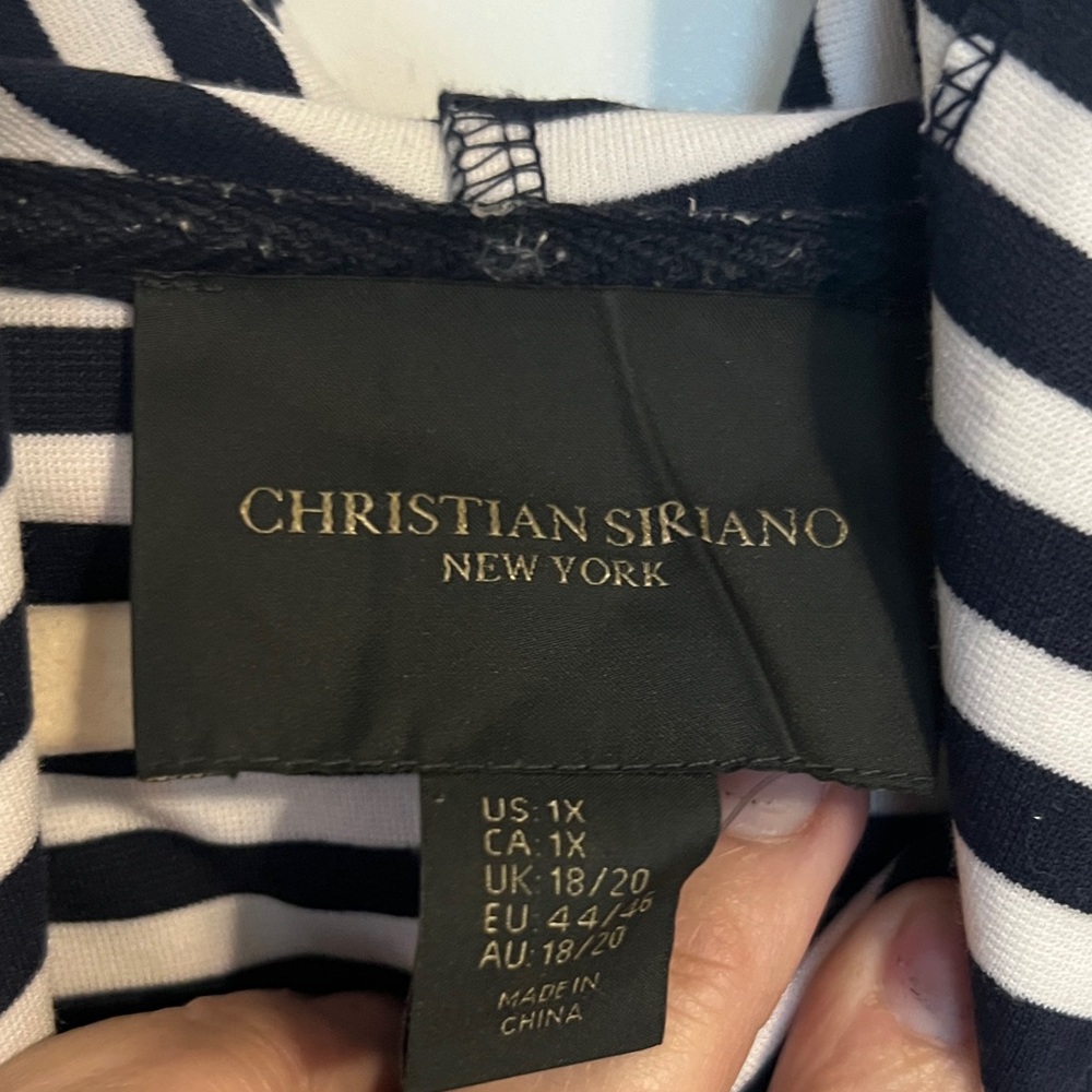 Christian Siriano Black and White Striped Hooded Zip Jacket - Picture 2 of 9